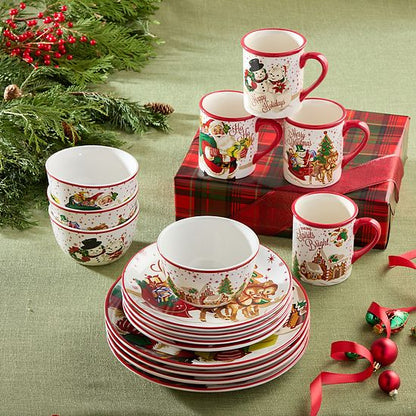  Certified International Santa's Retro Christmas 16 Pc. Dinner Set