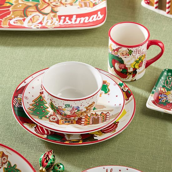  Certified International Santa's Retro Christmas 16 Pc. Dinner Set