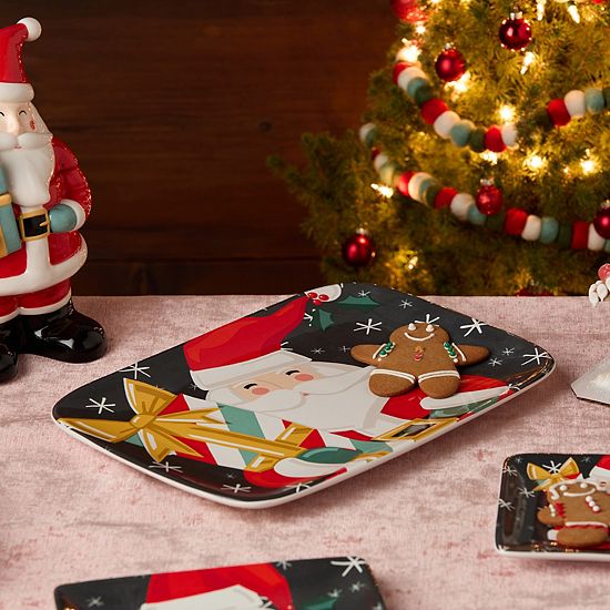  Certified International Christmas Whimsy Santa 14-Inch X 10-Inch Rectangular Platter