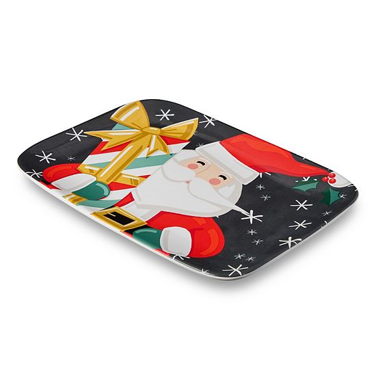  Certified International Christmas Whimsy Santa 14-Inch X 10-Inch Rectangular Platter