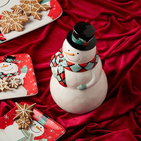  Certified International Christmas Whimsy Snowman 3-D Cookie Jar
