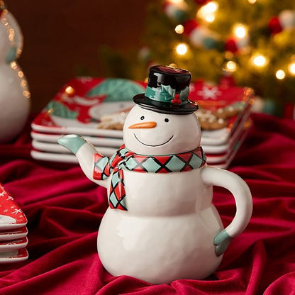  Certified International Christmas Whimsy Snowman 3-D Teapot