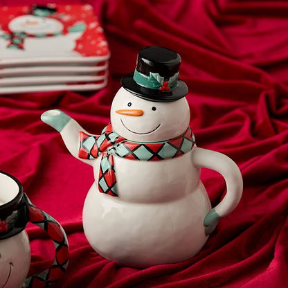  Certified International Christmas Whimsy Snowman 3-D Teapot