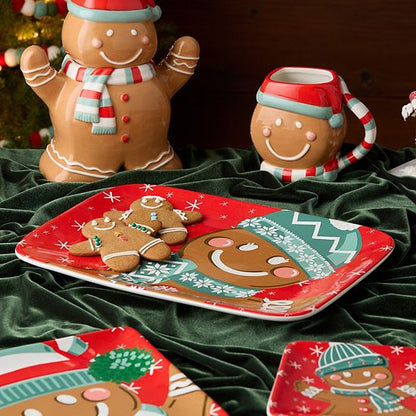  Certified International Christmas Whimsy Gingerbread 14-Inch X 10-Inch Rectangular Platter