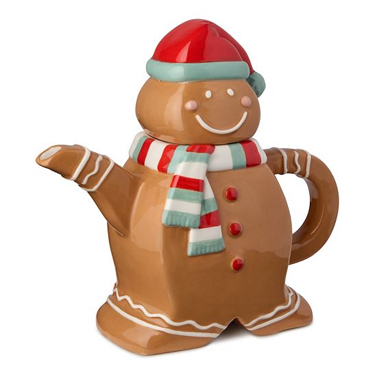  Certified International Christmas Whimsy Gingerbread 3-D Teapot