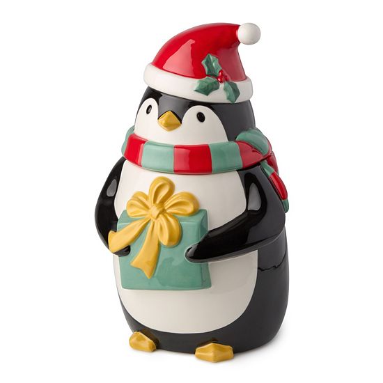  Certified International Christmas Whimsy Penguin 3-D Cookie Jar