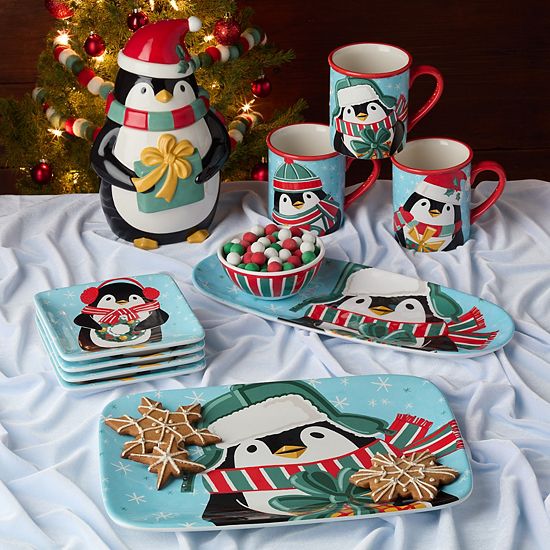  Certified International Christmas Whimsy Penguin 3-D Cookie Jar