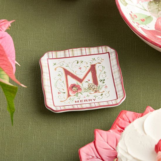  Certified International Winter Blooms Set Of 4 Canape Plates