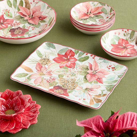  Certified International Winter Blooms Rectangular Serving Platter