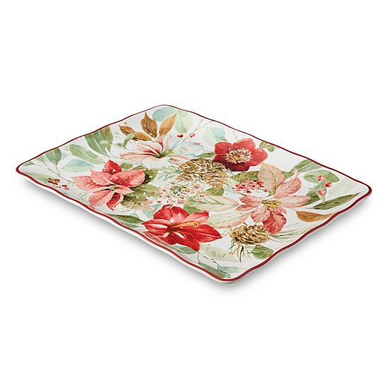  Certified International Winter Blooms Rectangular Serving Platter