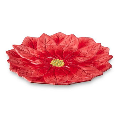  Certified International Winter Blooms 3D Poinsettia Serving Platter