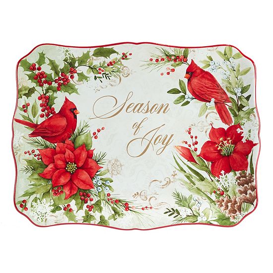  Certified International Winters Medley Season Of Joy Rectangle Serving Platter