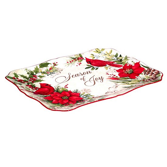  Certified International Winters Medley Season Of Joy Rectangle Serving Platter