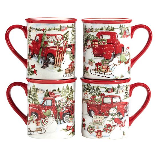  Certified International Red Truck Snowman 16-pc. Dinnerware Set