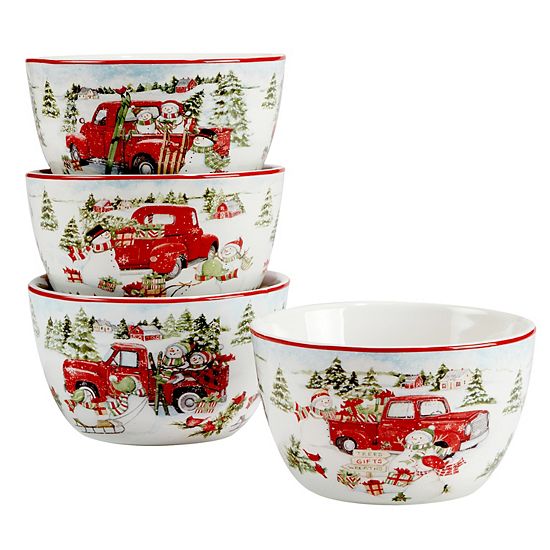  Certified International Red Truck Snowman 16-pc. Dinnerware Set