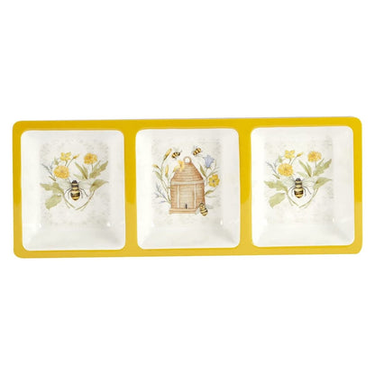  Certified International 14.5" X 5.75" Melamine 3-Section Relish Tray | Bee Sweet