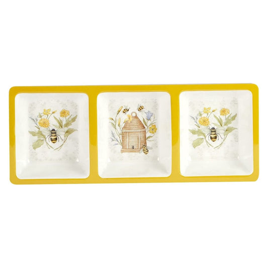  Certified International 14.5" X 5.75" Melamine 3-Section Relish Tray | Bee Sweet