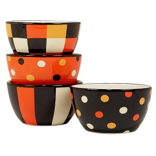  Certified International Spooky Halloween 4-piece Ice Cream Bowl Set