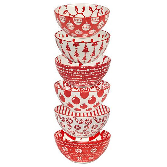  Certified International Set Of 6 Peppermint Candy All Purpose 30 Oz. Bowls