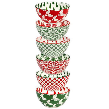  Certified International Set Of 6 Winter Medley All Purpose Bowls