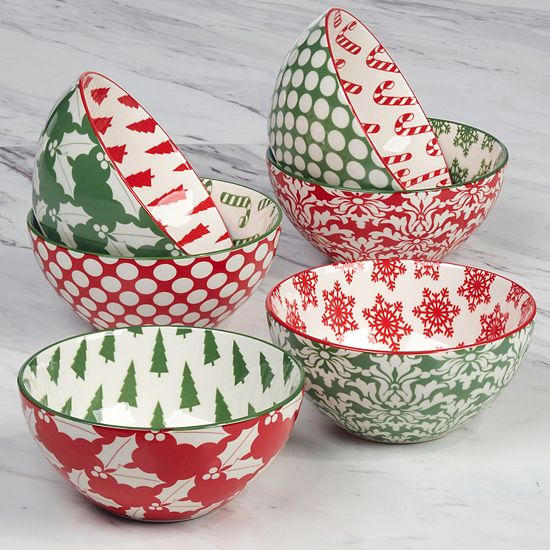  Certified International Set Of 6 Winter Medley All Purpose Bowls
