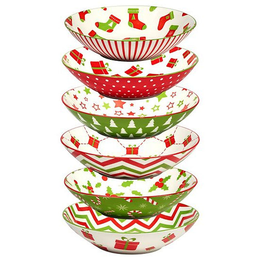  Certified International Set Of 6 Holiday Fun Soup Bowls