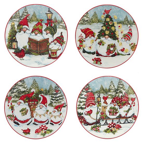  Certified International 16-Piece Christmas Gnomes Dinnerware Set