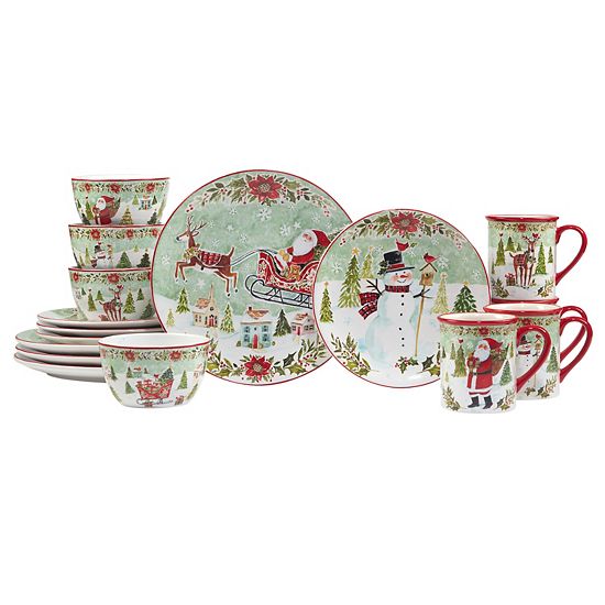  Certified International 16-Piece Joy Of Christmas Dinnerware Set