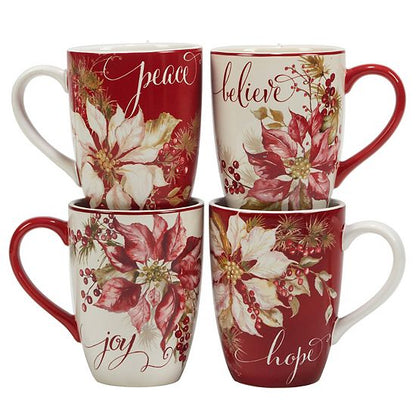  Certified International Set Of 4 Winter's Joy Mugs