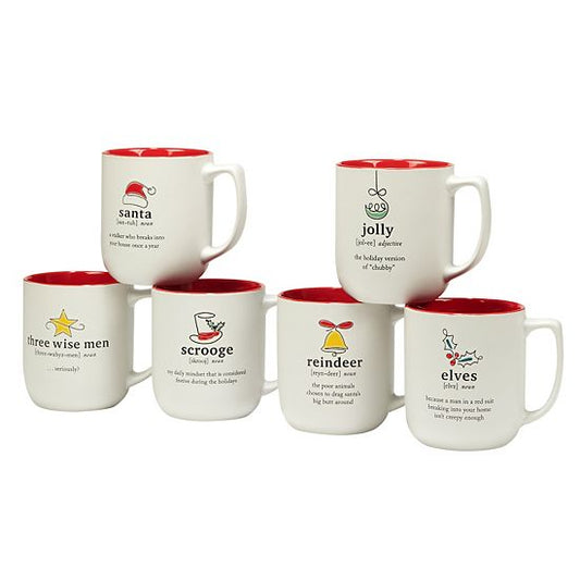  Certified International Christmas Fun Red Mugs 6-Piece