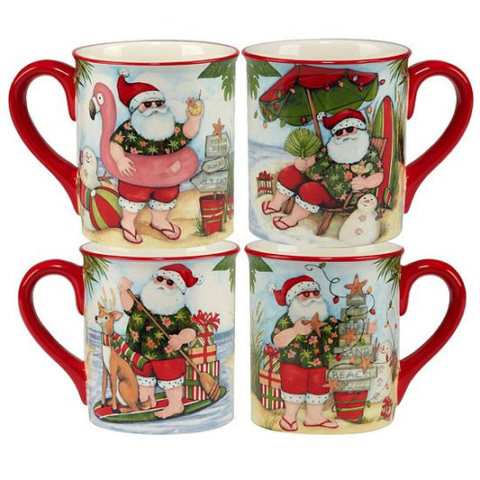  Certified International Set Of 4 Santa's Wish Mugs