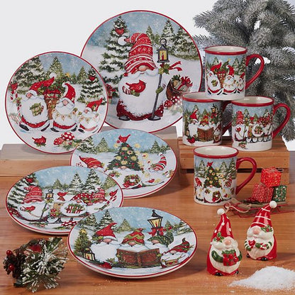  Certified International Set Of 4 Christmas Gnomes Dinner Plates