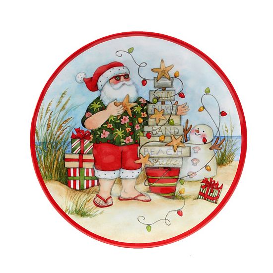  Certified International Set Of 6 Santa's Wish Dinner Plates