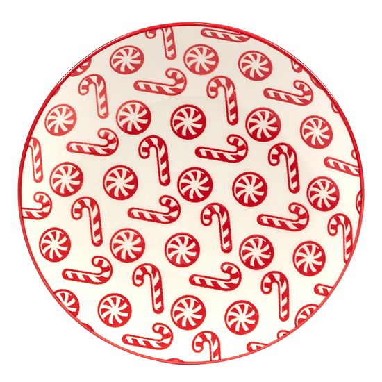  Certified International Set Of 6 Peppermint Candy Canape Plates