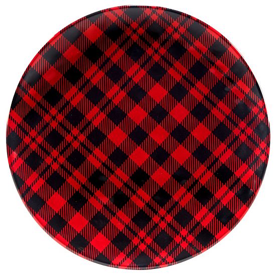  Certified International 2-Piece Red Buffalo Plaid Platter Set