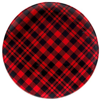  Certified International 2-Piece Red Buffalo Plaid Platter Set
