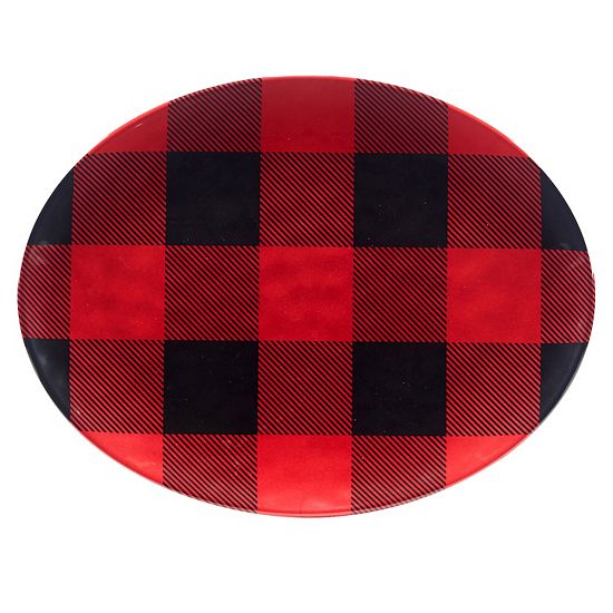  Certified International 2-Piece Red Buffalo Plaid Platter Set