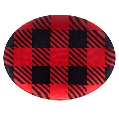  Certified International 2-Piece Red Buffalo Plaid Platter Set