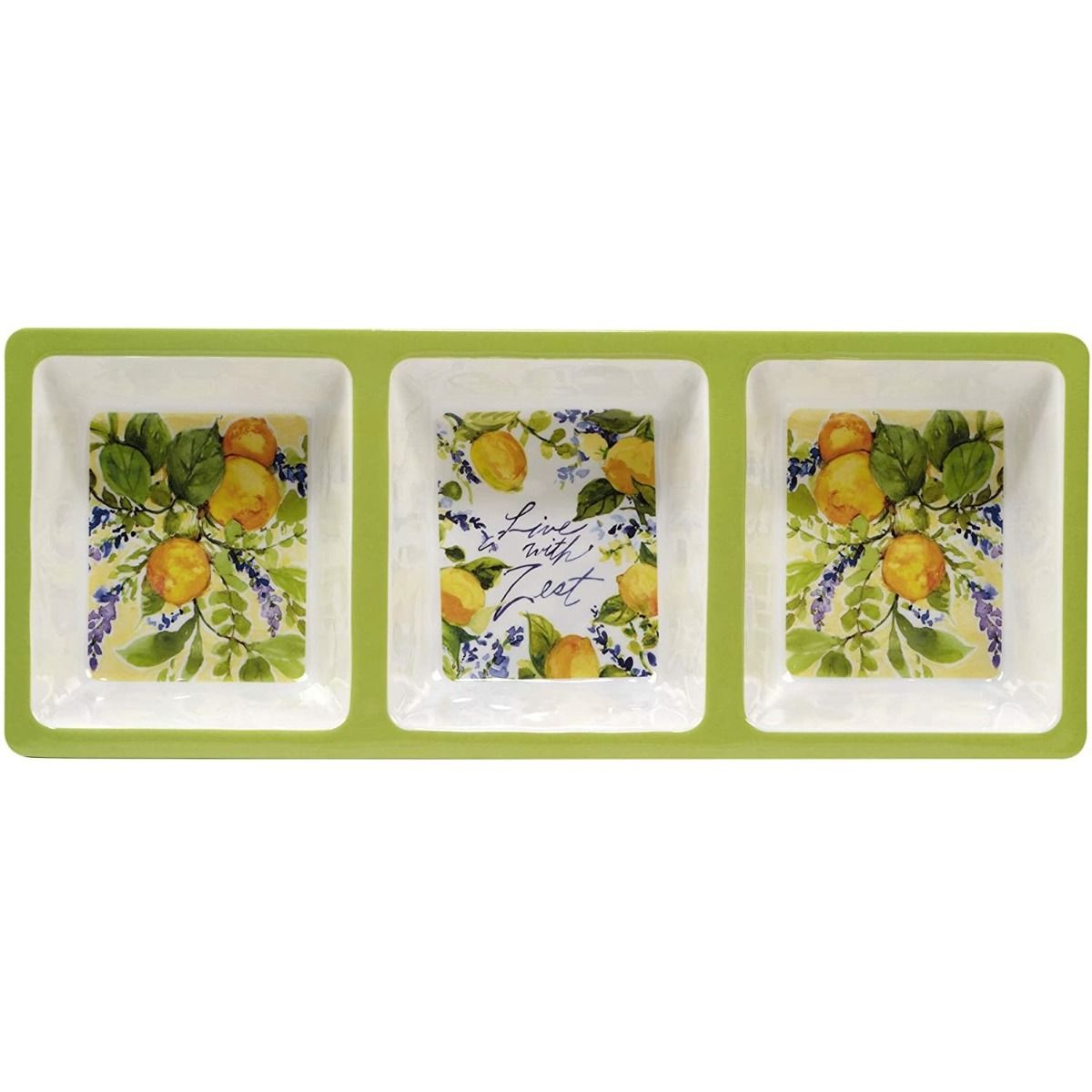  Certified International 3-Piece Melamine Hostess Set | Lemon Zest