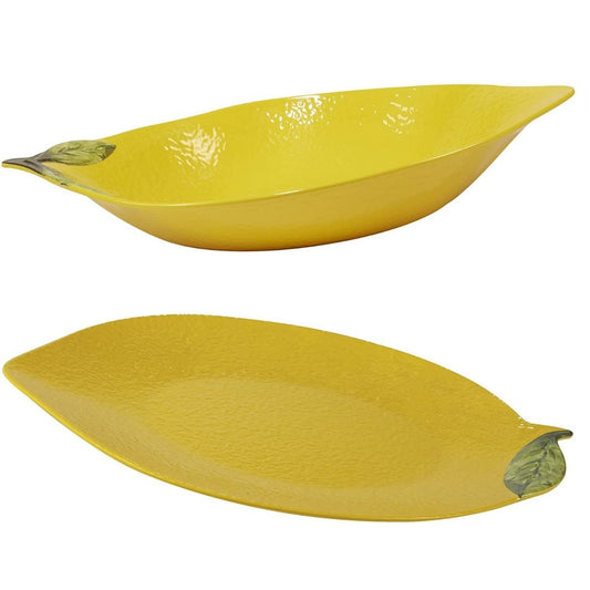  Certified International 2-Piece Melamine 3-D Lemon Serving Set | Lemon Zest