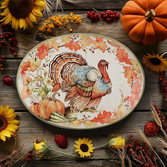  Certified International Autumn Breeze Oval Turkey Platter