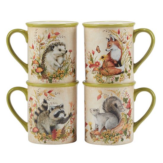  Certified International Woodland Critters 4 Pc Mug Set