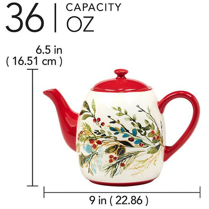  Certified International Christmas Gatherings Teapot