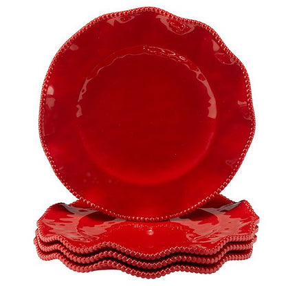  Certified International Perlette Red 4 Pc Dinner Plate Set
