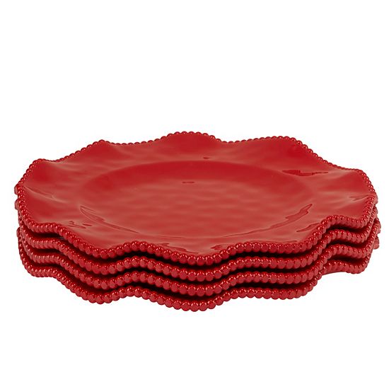  Certified International Perlette Red 4 Pc Dinner Plate Set