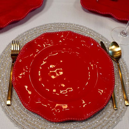  Certified International Perlette Red 4 Pc Dinner Plate Set