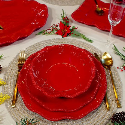  Certified International Perlette Red 4 Pc Dinner Plate Set
