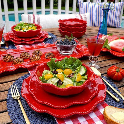  Certified International Perlette Red 4 Pc Dinner Plate Set