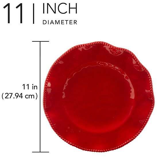  Certified International Perlette Red 4 Pc Dinner Plate Set