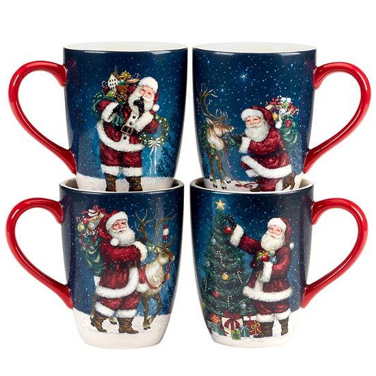  Certified International Santa's Secret 4 Mugs Set